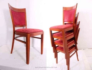Hermosa silla de madera silla de cocina silla tapizada funda roja vino silla apilable - Imagen 1 de 24