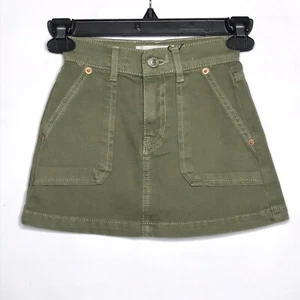 NWT ZARA Girl Size 6 Green Denim Jean Skirt Pockets Adjustable Waist Pockets - Picture 1 of 7