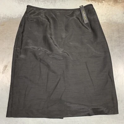 NUEVO CON ETIQUETAS Preston & York Falda Negra Cremallera Trasera Talla 8 Mediana $59 24” Largo Foto 1 de 4