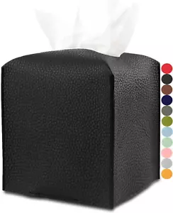 Square PU Leather Tissue Box Cover - Decorative Holder for Bathroom, Office - Picture 1 of 12