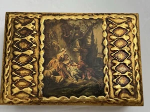 Vintage italienische Florentiner vergoldet Boucher Schmuck Schmuckschatulle Klappdeckel 1920-1940 - Bild 1 von 10