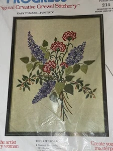 Vtg Progress Original Creative Lilac Crewel Stitchery Styled By Tobin 18 x 24 - Picture 1 of 6