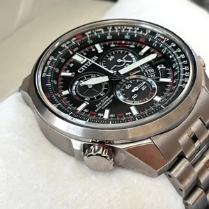 Citizen BY0120-54E Eco Drive Chronograph Titanium Black Men's Watch 42mm Used - Picture 1 of 10