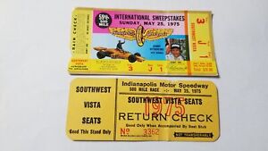 1975 59th Indianapolis 500 Race Winner Bobby Unser Ticket Stub & Return Z2
