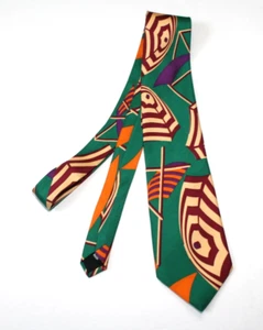 Silk Lavatelli French Riviera Beach Umbrella Tie Preppy Art Deco Green Swing - Picture 1 of 4