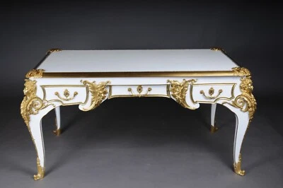 Escrivaninha Royal Designer branca com bronze - Imagem 1 de 4