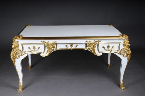 Royaler Designer Bureau Plat / Desk White With Bronze Cover
