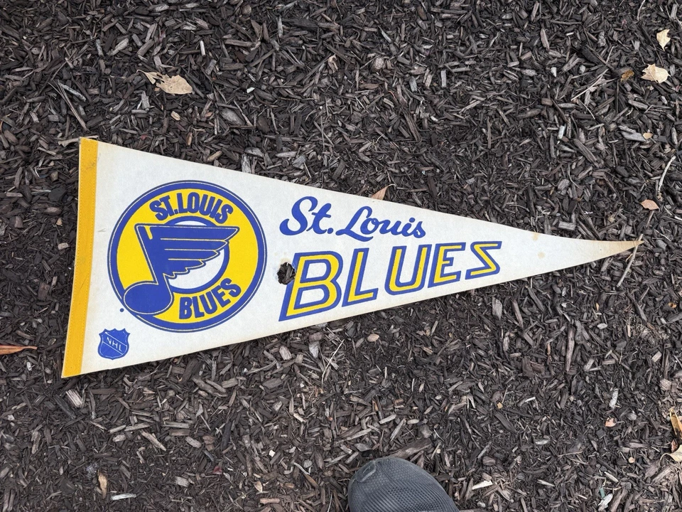 RARE Vintage NHL 1970 St Louis Blues Pennant Full Size Small Hole See Photos - Image 1 of 3