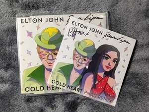 Tarjeta de arte firmada y CD único Elton John Cold Heart PNAU remix - Imagen 1 de 6