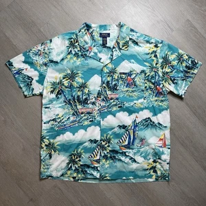 Polo Ralph Lauren Vintage Camp Pocket Hemd Herren XL Hawaii Segelboot Tropical - Bild 1 von 10