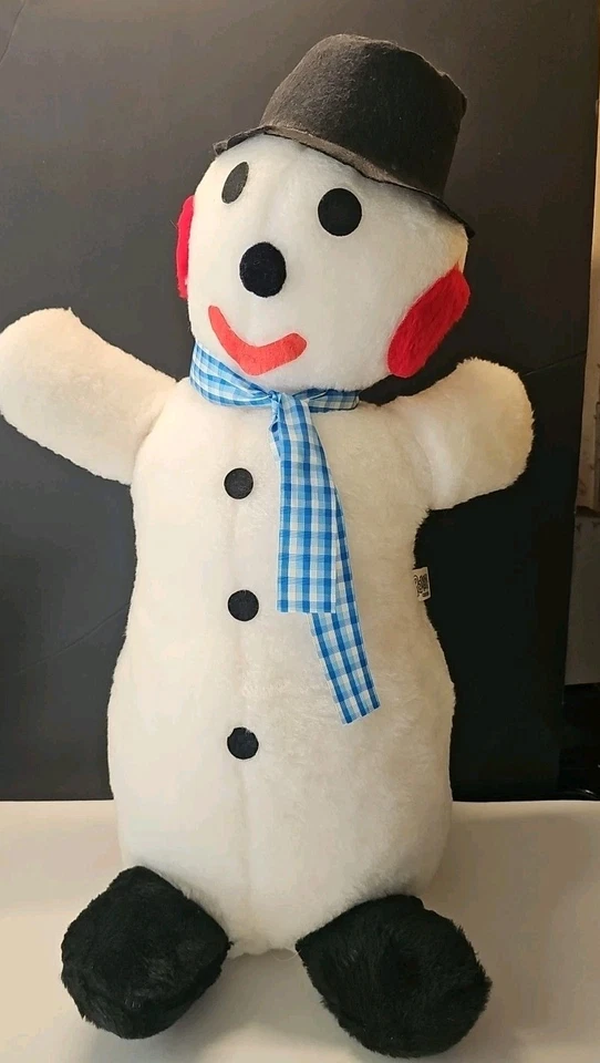 Boneco de neve de Natal de pelúcia vintage Parisi Creations 23" com chapéu raro! - Imagem 1 de 4