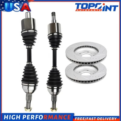 For 06-09 Chevrolet Impala 06-07 Monte Carlo Front CV Axle + Brake Discs Rotors Foto 1 de 4