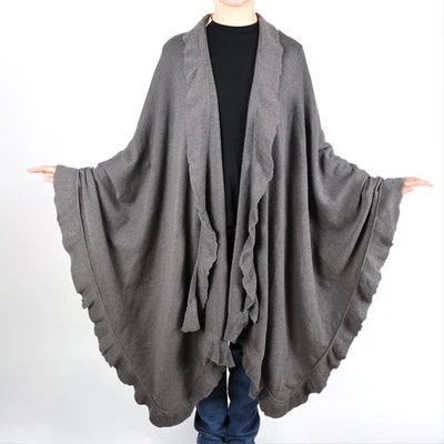 Givenchy Life Women’s Vintage Gray Knit Poncho Cape Shawl – Made in France - Image 1 of 4