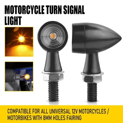 Mini intermitente de señal de luz de giro LED negro para motocicleta para Bobber Café Racer Foto 1 de 4