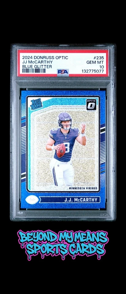 2024 Panini Donruss оптический рейтинг дебютант JJ McCarthy #235 синий блестящий призма (RC) - Изображение 1 из 1