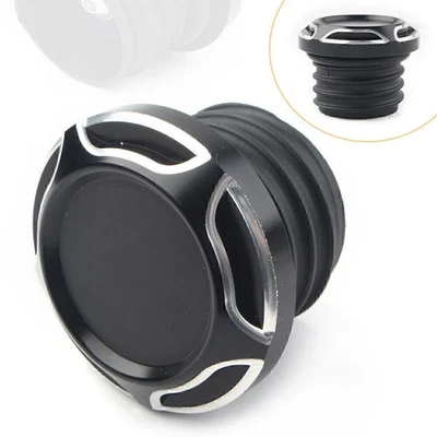 Para Harley Dyna Softail CNC Negro Ventilado Tapa de Gas Tanque de Combustible Rosca Derecha EE. UU. Foto 1 de 4