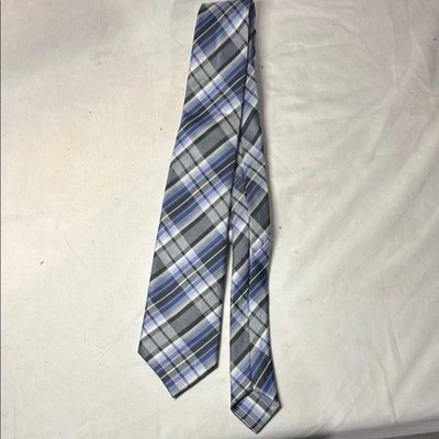 Corbata a cuadros azul y gris Bérgamo New York para hombre Foto 1 de 2