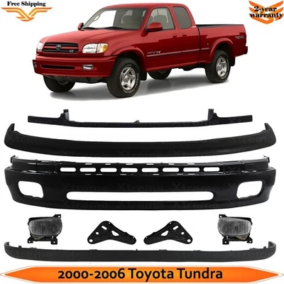 Front Bumper Paintable & Fog Lights Kit For 2000-2006 Toyota Tundra Base SR5 - Imagem 1 de 4