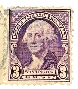 1932 George Washington 3 cent Purple Stamp RARE EXCELLENT Money Back GUARANTEE - Picture 1 of 3