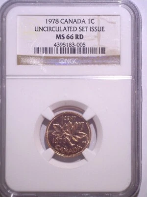 1978 NGC MS66RD Canada Small One Cent - Uncirculated Set Issue  - Penny - 1C RED - Image 1 of 2