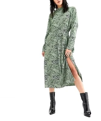 WEEKDAY Kleid / Midikleid 'Davida Dress' - mintgrün/dunkelbraun - S - NEU - Bild 1 von 3