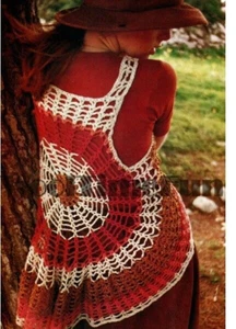 Häkelmuster 70er Jahre Boho Hippie kreisförmige Weste. - Bild 1 von 1