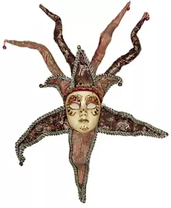 Jester Mask Wall Decor Carnival Mardi Gras Renaissance Red Eyes - Picture 1 of 5