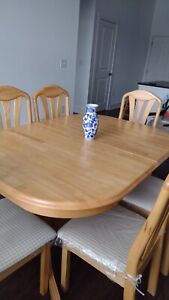 Folding Compactible Wooden Dining Table With 6 Chairs