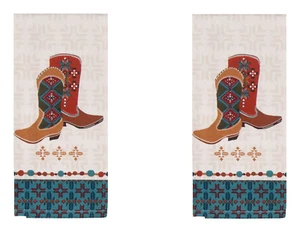 KAY DEE DESIGNS 2 "Southwest At Heart - Boots" R9168 Tea Towels~18"x28″ Cotton - Picture 1 of 2
