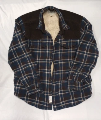 Field & Stream Fleece Lined Flannel Plaid  Blue Brown Jacket Men’s Size Large - Image 1 of 4