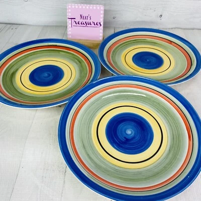 Gibson SALSA RAYAS Bandas Multicolores Horno Seguro Gres Juego de 3 Platos de Cena Foto 1 de 4