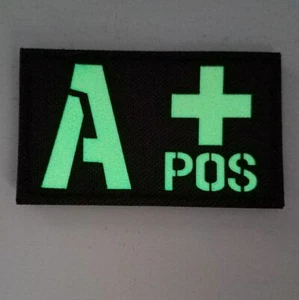 O+ Positive Blood Type Hook Patch IR Reflective Military Tactical Badge Dark - Picture 1 of 4
