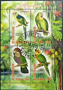 143.CHAD 2013 USED STAMP M/S BIRDS, PARROTS - Picture 1 of 1