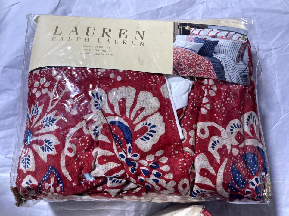 NUEVO EN PAQUETE Falda de Cama Ralph Lauren Villa Martine Roja Multi Floral Queen Foto 1 de 1