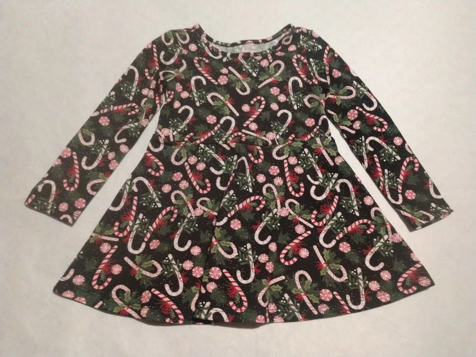 NWT Children's Place Christmas Candy Cane Skater Dress XS 4 Girls - Image 1 of 1