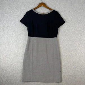 Talbots Dress Women 6 Petite Black White Herringbone Sheath Short Sleeve Classic - Picture 1 of 10