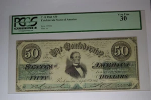T16 $50 1861.  PCGS Very Fine 30. - Picture 1 of 2
