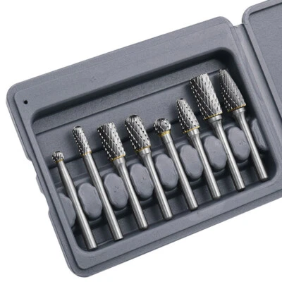 8 Pcs Carbide Rotary Dual Cut Burr Bit Set 6mm Shank Double Rotary Burr Set  - Image 1 of 4