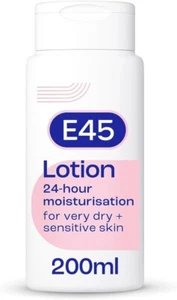 E45 Daily Moisturiser Lotion For Dry & Sensitive Skin Dermatological 200ml UK - Picture 1 of 6