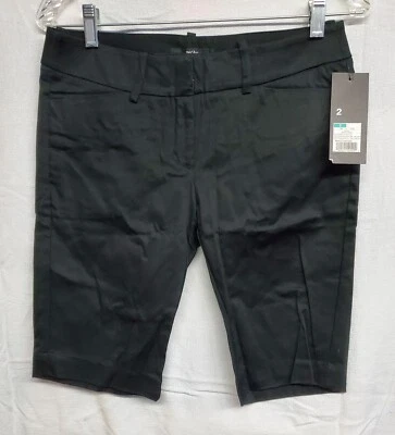 Pantalones Cortos Chinos Mossimo 40199 Nuevos con Etiquetas para Mujer Talla 2 Negro Mezcla de Lino Botón tiro Medio Foto 1 de 4
