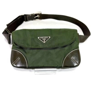 Bolso Corporal PRADA Bolsa Cintura Verde Caqui Triángulo Logo Unisex Hombres Usado - Imagen 1 de 10
