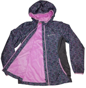 FREE COUNTRY Jacket Youth L 14/16 PLUSH Faux Fur Lined Zipper Hood Purple Multi - Picture 1 of 9