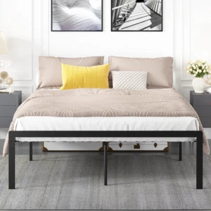 Square Tube Metal Platform Bed Frame Queen Size Bed Frame with Storage Space - Picture 1 of 6