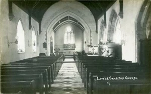 REAL PHOTO POSTCARD LITTLE COMPTON CHURCH INTERIOR, NEAR STRATFORD, WARWICKSHIRE - Picture 1 of 2