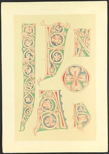 Decorative Art Illumination 1860 lithograph British Museum No 33 12th century - Picture 1 of 2