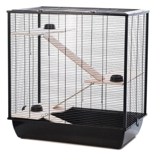 INTERZOO Nagerkäfig Hamsterkäfig Käfig für Meerschweinchen 3 Ebenen schwarz 78cm