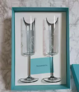 Tiffany & Co. Crystal Champagne Glass Tumbler Ampersand 23.5 x 4.8cm with Box - Picture 1 of 6