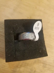 Jesus Band 8mm Silver Sz 6 Z61 - Picture 1 of 3