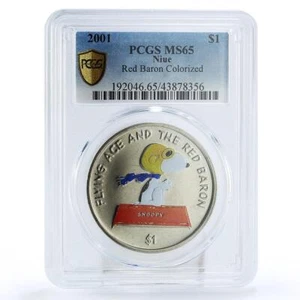 Niue 1 dollar Flying Ace Red Baron Cartoons MS65 PCGS CuNi coin 2001 - Picture 1 of 4