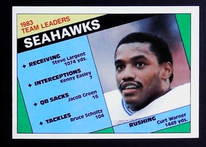 1984 Topps #188 Seahawks Team Leaders - Curt Warner TL